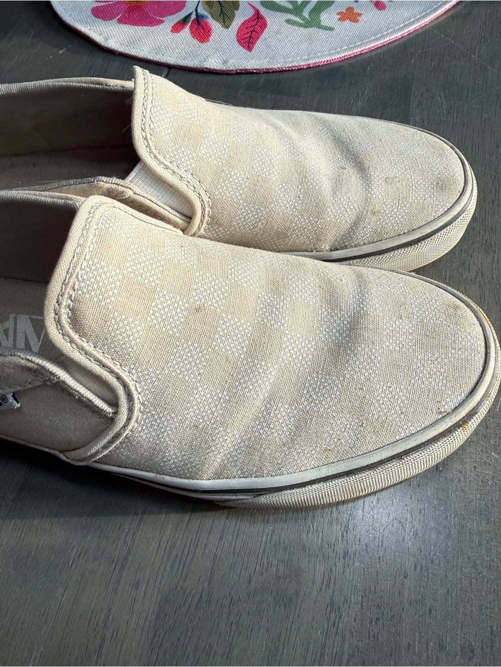 Vans Slip-On Canvas Sneakers - Cream Checkered